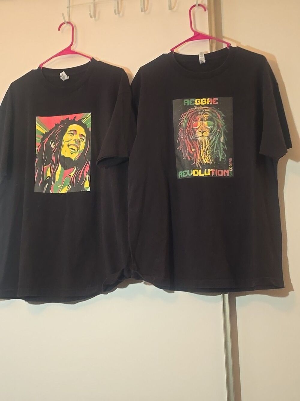 2 Lion Bob Marley rasto Crazy  t-shirts size XL Reggae